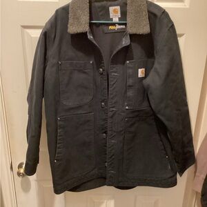 Carhartt Men's Dark Jacket with Soft Gray Collar
